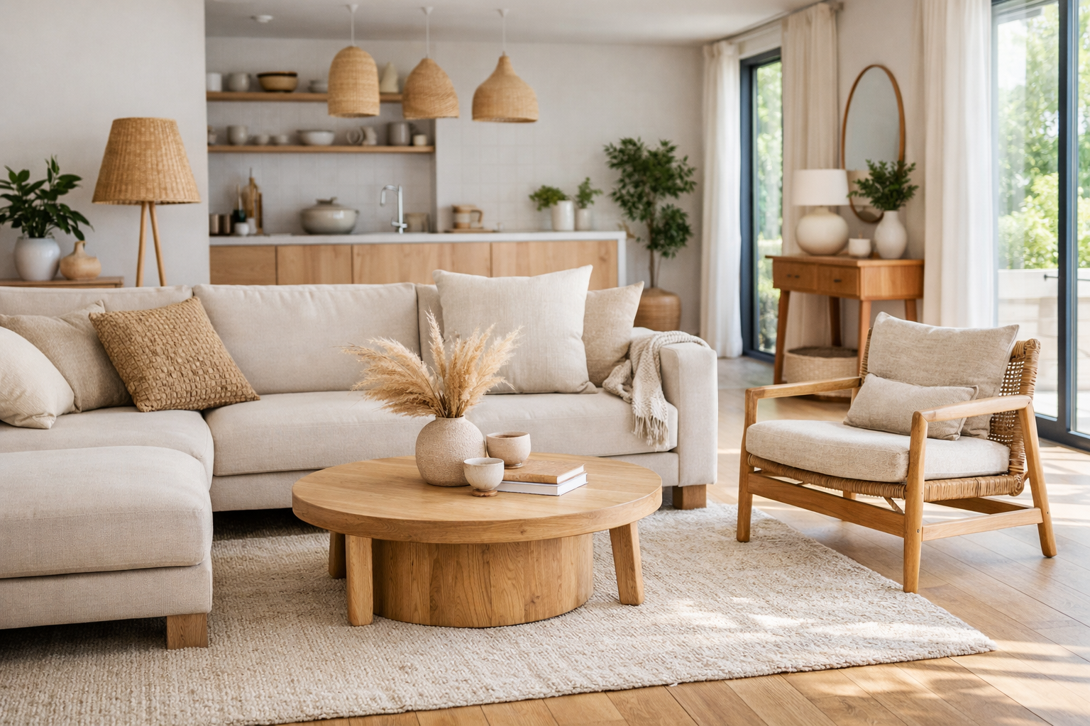 Salón contemporáneo y luminoso creado por Sentido Estudio